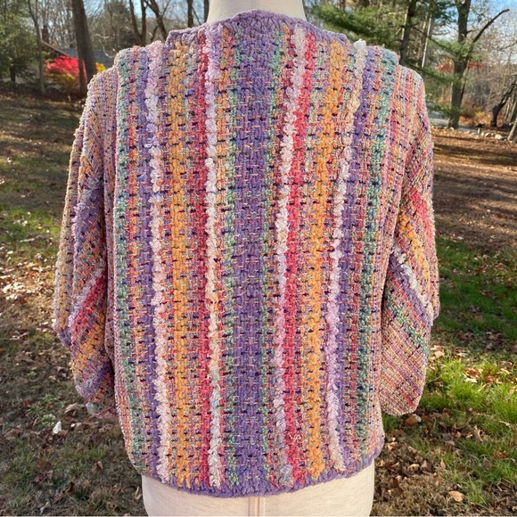 NANCY LEE KAUFMAN HANDMADE CARDIGAN SWEATER JACKET BUTTON OOAK MULTICOLOR S fit - Picture 8 of 12